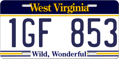 WV license plate 1GF853