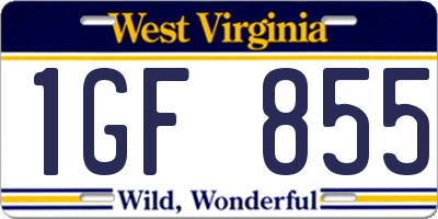 WV license plate 1GF855