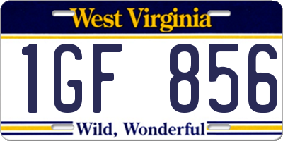 WV license plate 1GF856