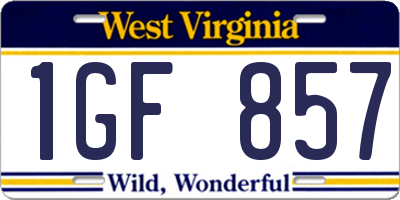 WV license plate 1GF857