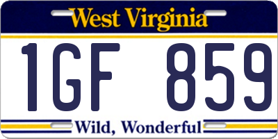 WV license plate 1GF859