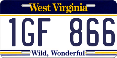 WV license plate 1GF866