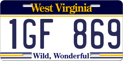 WV license plate 1GF869