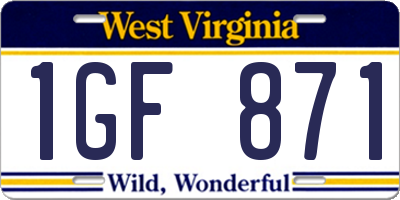 WV license plate 1GF871