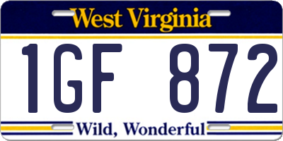 WV license plate 1GF872