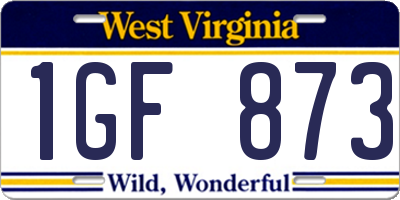 WV license plate 1GF873