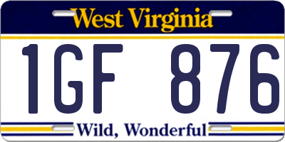 WV license plate 1GF876