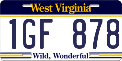WV license plate 1GF878