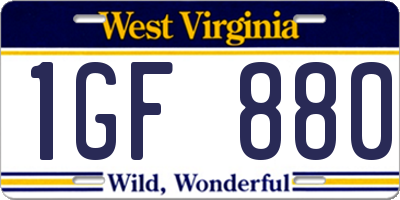 WV license plate 1GF880