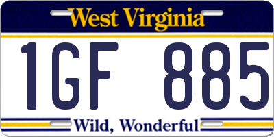 WV license plate 1GF885