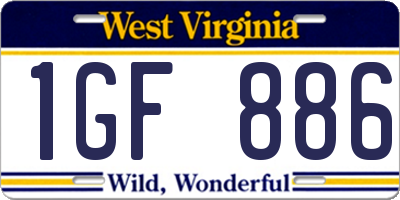 WV license plate 1GF886