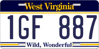 WV license plate 1GF887