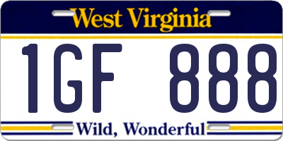 WV license plate 1GF888