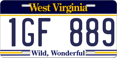 WV license plate 1GF889