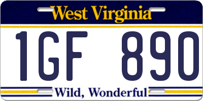 WV license plate 1GF890