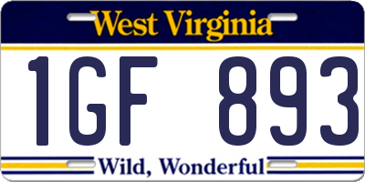 WV license plate 1GF893