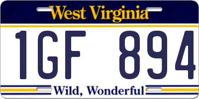 WV license plate 1GF894