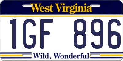 WV license plate 1GF896