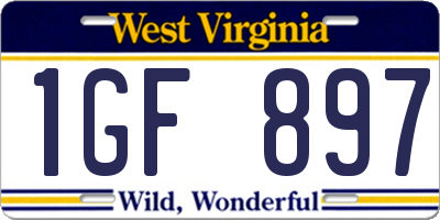 WV license plate 1GF897