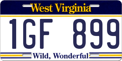 WV license plate 1GF899