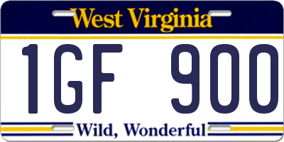WV license plate 1GF900