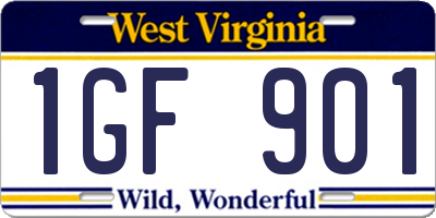 WV license plate 1GF901
