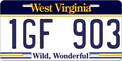 WV license plate 1GF903