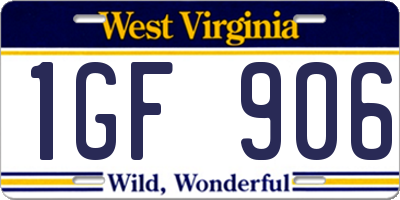 WV license plate 1GF906