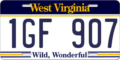 WV license plate 1GF907