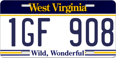 WV license plate 1GF908