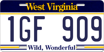 WV license plate 1GF909