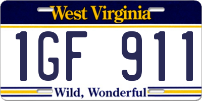 WV license plate 1GF911