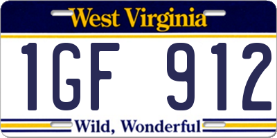 WV license plate 1GF912