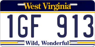WV license plate 1GF913