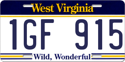 WV license plate 1GF915