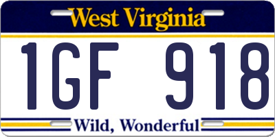 WV license plate 1GF918