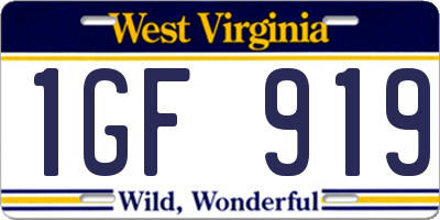 WV license plate 1GF919