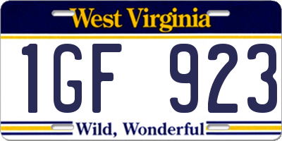 WV license plate 1GF923