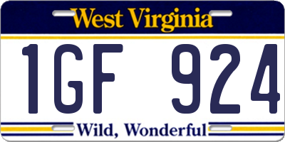 WV license plate 1GF924