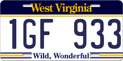 WV license plate 1GF933