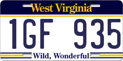 WV license plate 1GF935