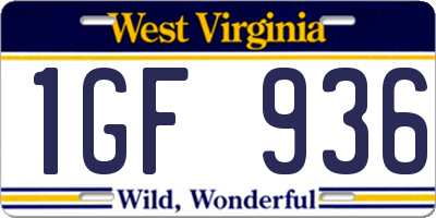 WV license plate 1GF936