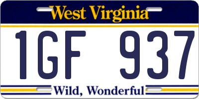 WV license plate 1GF937