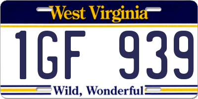 WV license plate 1GF939
