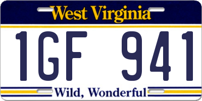 WV license plate 1GF941