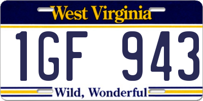 WV license plate 1GF943