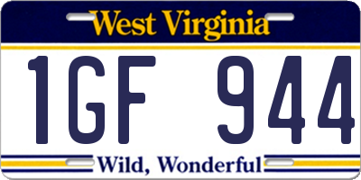 WV license plate 1GF944