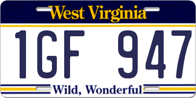 WV license plate 1GF947