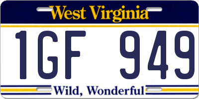 WV license plate 1GF949