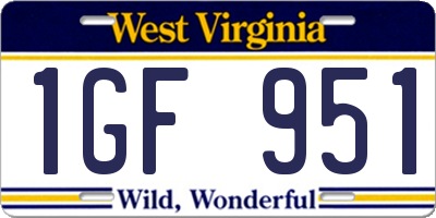 WV license plate 1GF951